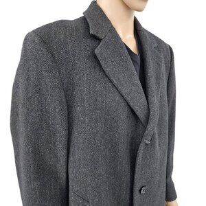 Alfani Gray Herringbone Wool Blend Overcoat Mens 40R